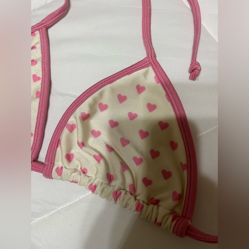 Beach Bunny Pink White Heart Barbie bikini halter top doll small - Picture 4 of 6